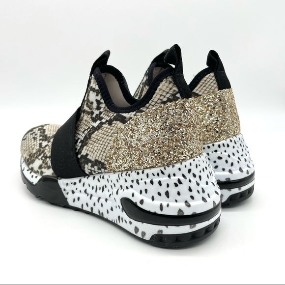 Steve Madden Snake Print Gold Glitter Sneakers - Picture 7 of 12